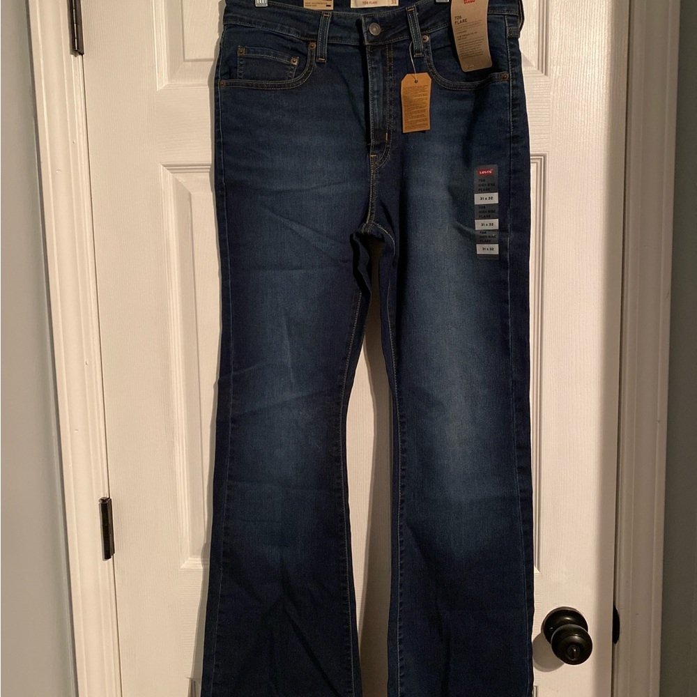 Levi's High Rise Flare Jeans in Deep Blue